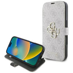 Coque portefeuille Guess 4G Big Metal Logo pour Apple iPhone 16 - Rose