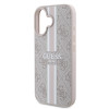 Coque arrière rigide Guess 4G Printed Stripes avec MagSafe pour Apple iPhone 16 - Rose 4
