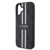 Coque arrière rigide Guess 4G Printed Stripes avec MagSafe pour Apple iPhone 16 Plus - Noir 4