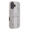 Coque arrière rigide Guess 4G Printed Stripes avec MagSafe pour Apple iPhone 16 Plus - Rose 3