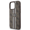 Coque arrière rigide Guess 4G Printed Stripes avec MagSafe pour Apple iPhone 16 Pro Max - Marron 4