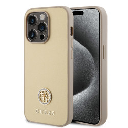 Coque arrière rigide Guess 4G Strass Metal Logo pour Apple iPhone 15 Pro Max - Or