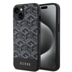 Coque arrière rigide Guess GCube Stripes avec MagSafe pour Apple iPhone 15 - Noir