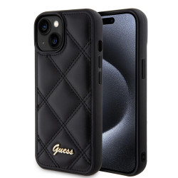 Coque arrière Guess Quilted Puffed Metal Logo pour Apple iPhone 15 - Noir