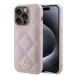 Coque arrière Guess Quilted Puffed Metal Logo pour Apple iPhone 15 Pro - Rose