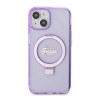 Coque arrière Guess Ring Stand Script Glitter avec MagSafe pour Apple iPhone 15 Plus - Violet 2