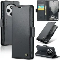 Coque portefeuille CASEME Litchi Texture pour Xiaomi Redmi 14C / Xiaomi Poco C75 - Noir