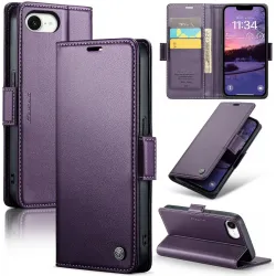 Coque portefeuille CASEME Litchi Texture pour Apple iPhone 17e/16e - Violet