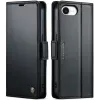 Coque portefeuille CASEME Litchi Texture pour Apple iPhone 17e/16e - Noir 5