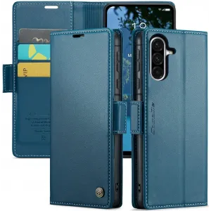 Coque portefeuille CASEME Litchi Texture pour Samsung Galaxy A36 - Bleu