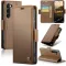 Coque portefeuille CASEME Litchi Texture pour Samsung Galaxy S25 - Marron