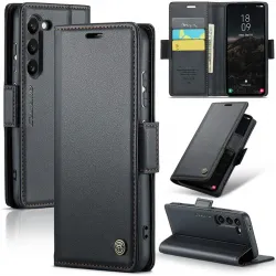 Coque portefeuille CASEME Litchi Texture pour Samsung Galaxy S25 - Noir