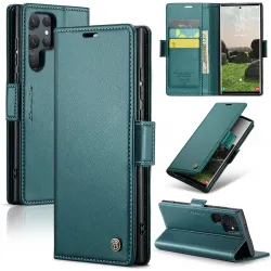Coque portefeuille CASEME Litchi Texture pour Samsung Galaxy S25 Ultra - Vert