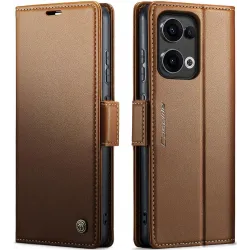 Coque portefeuille CASEME Litchi Texture pour Oppo Reno13 - Marron