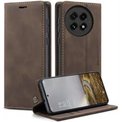 Coque portefeuille CASEME Retro Texture pour OnePlus 13 - Marron foncé