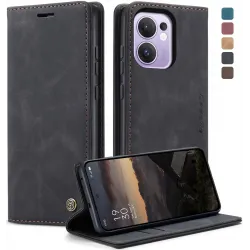 Coque portefeuille CASEME Retro Texture pour Oppo Reno13 F 4G/5G / Reno13 FS 5G - Noir