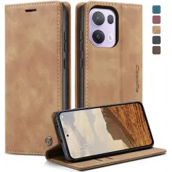 Coque portefeuille CASEME Retro Texture pour Oppo Reno13 Pro - Marron clair