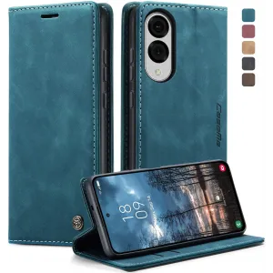 Coque portefeuille CASEME Retro Texture pour Samsung Galaxy S25 Edge - Bleu
