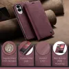 Coque portefeuille CASEME Retro Texture pour Samsung Galaxy S25 Edge - Bordeaux 5