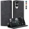 Coque portefeuille CASEME Retro Texture pour Samsung Galaxy S25 Edge - Noir