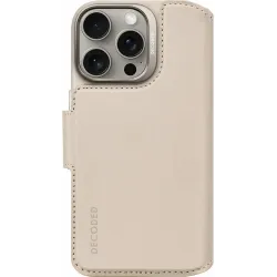 Coque portefeuille détachable Decoded en cuir véritable 2-en-1 pour Apple iPhone 16 Pro - Clay