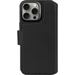 Coque portefeuille détachable Decoded en cuir véritable 2-en-1 pour Apple iPhone 16 Pro Max - Noir