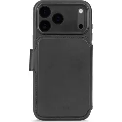 Coque portefeuille détachable Decoded en cuir véritable 2-en-1 pour Apple iPhone 17 Pro Max - Noir