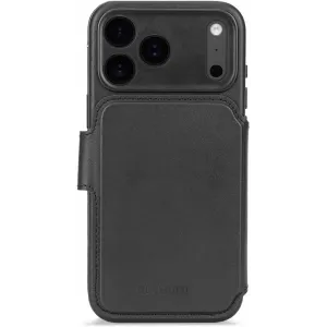 Coque portefeuille détachable Decoded en cuir véritable 2-en-1 pour Apple iPhone 17 Pro Max - Noir