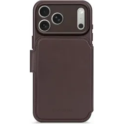 Coque portefeuille détachable Decoded en cuir véritable 2-en-1 pour Apple iPhone 17 Pro - Chocolate Brown