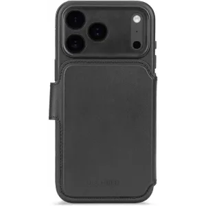Coque portefeuille détachable Decoded en cuir véritable 2-en-1 pour Apple iPhone 17 Pro - Noir
