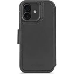 Coque portefeuille en cuir véritable Decoded en cuir véritable 2-en-1 pour Apple iPhone 17 - Noir