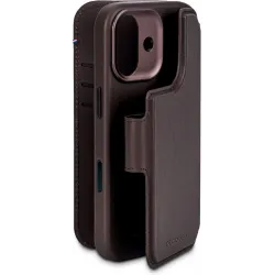 Coque portefeuille en cuir véritable Decoded en cuir véritable 2-en-1 pour Apple iPhone 17 - Chocolate Brown