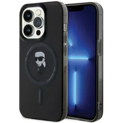 Coque arrière Karl Lagerfeld IML Ikonik avec MagSafe pour Apple iPhone 15 Pro - Noir