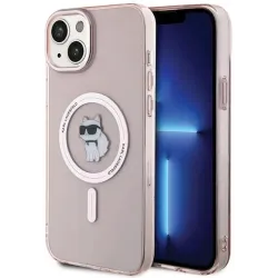 Coque arrière Karl Lagerfeld IML Choupette avec MagSafe pour Apple iPhone 15 Plus/14 Plus - Rose