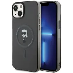 Coque arrière Karl Lagerfeld IML Ikonik avec MagSafe pour Apple iPhone 15 Plus/14 Plus - Noir