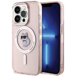 Coque arrière Karl Lagerfeld IML Choupette avec MagSafe pour Apple iPhone 15 Pro Max - Rose