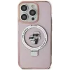 Coque arrière rigide Karl Lagerfeld Ring Stand Karl & Choupette avec MagSafe pour Apple iPhone 15 - Rose