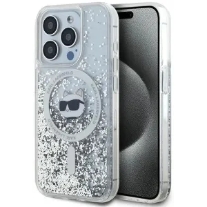 Coque arrière Karl Lagerfeld Liquid Glitter Choupette Head avec MagSafe pour Apple iPhone 14 Pro Max - Transparent