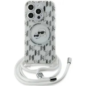 Coque arrière Karl Lagerfeld IML Crossbody Monogram Karl & Choupette Head avec MagSafe pour Apple iPhone 15 Pro - Transparent