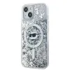 Coque arrière Karl Lagerfeld Liquid Glitter Choupette Head avec MagSafe pour Apple iPhone 15 - Transparent 1