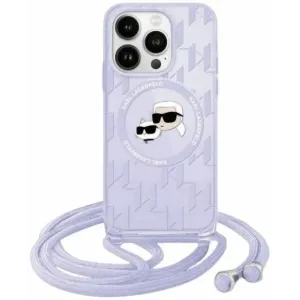 Coque arrière Karl Lagerfeld IML Crossbody Monogram Karl & Choupette Head avec MagSafe pour Apple iPhone 15 Pro Max - Violet
