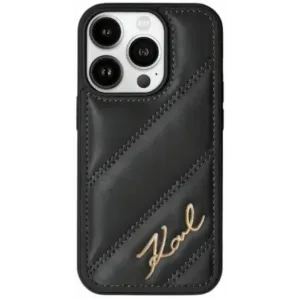 Coque arrière Karl Lagerfeld Diagonal Quilted Script pour Apple iPhone 15 - Noir