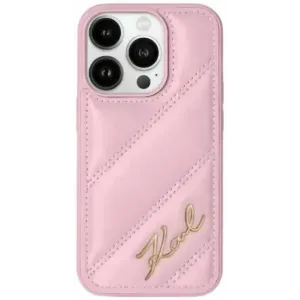 Coque arrière Karl Lagerfeld Diagonal Quilted Script pour Apple iPhone 15 - Rose