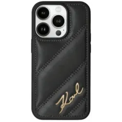 Coque arrière Karl Lagerfeld Diagonal Quilted Script pour Apple iPhone 15 Pro Max - Noir