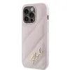 Coque arrière Karl Lagerfeld Diagonal Quilted Script pour Apple iPhone 14 Pro - Rose 2