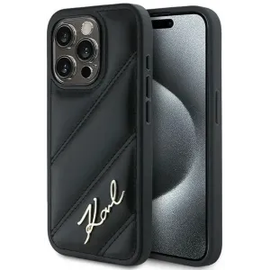Coque arrière Karl Lagerfeld Diagonal Quilted Script pour Apple iPhone 15 Pro - Noir