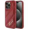 Coque arrière Karl Lagerfeld Diagonal Quilted Script pour Apple iPhone 15 Pro - Rouge