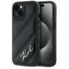 Coque arrière Karl Lagerfeld Diagonal Quilted Script pour Apple iPhone 15 Plus/14 Plus - Noir