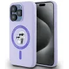 Coque arrière en silicone Karl Lagerfeld Karl & Choupette Heads Ring avec MagSafe pour Apple iPhone 15 Pro - Violet