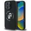 Coque arrière en silicone Karl Lagerfeld Karl & Choupette Heads Ring avec MagSafe pour Apple iPhone 16 Pro - Noir